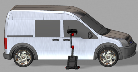 mobile robot visually inspects a car